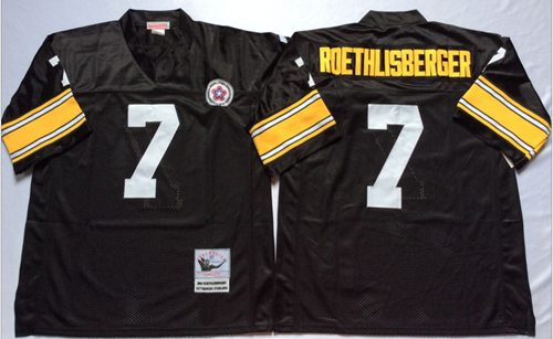 Mitchell And Ness Steelers #7 Ben Roethlisberger Black Throwback Stitched NFL Jersey - Click Image to Close
